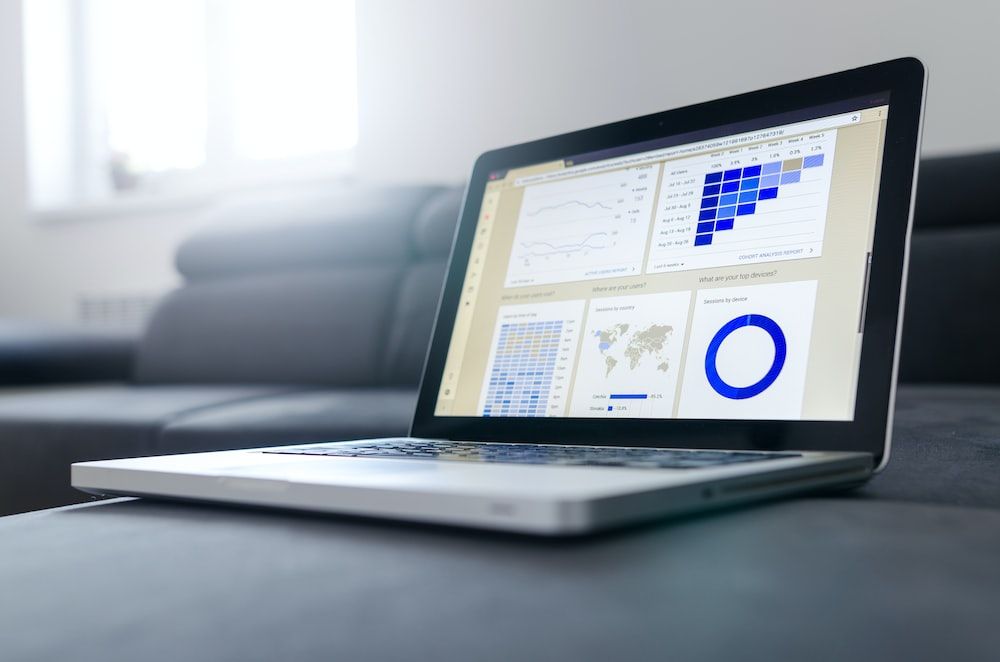 tela de computador mostra gráficos em formatos variados